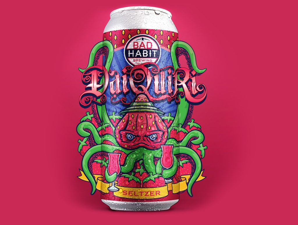 Bad Habit Brewing Daiquiri seltzer can design by Moxie Creative