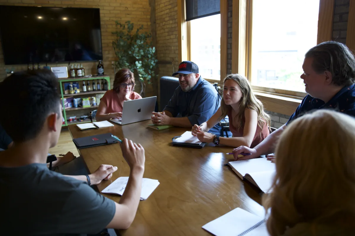 The Moxie Creative team in a strategy meeting
