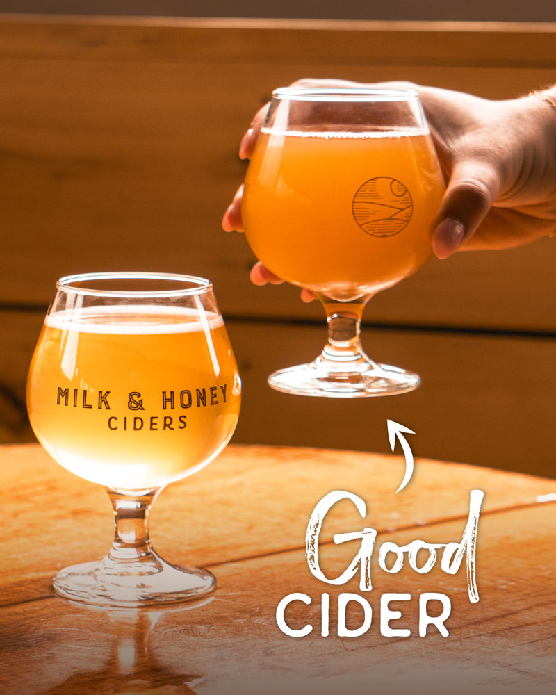 Glasses of Milk & Honey cider